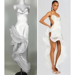 $798 Retrofete Kaitlin White Ruffle Bridal Wedding Designer Cocktail Dress Small